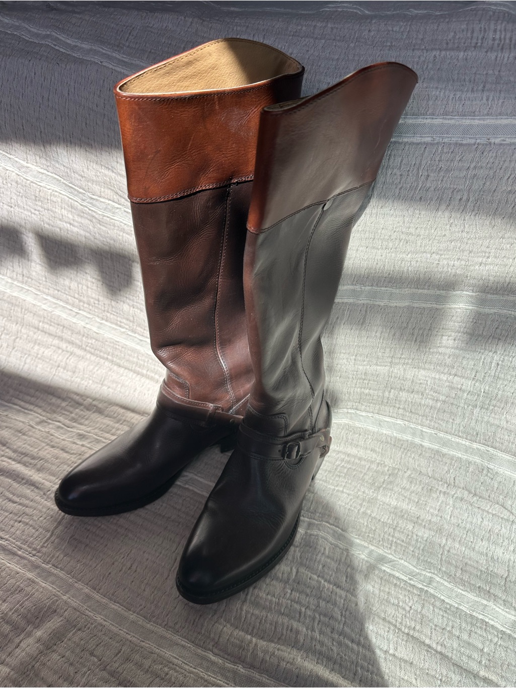 Frye And Co. Two-Tone Brown Tall Leather Riding Boots